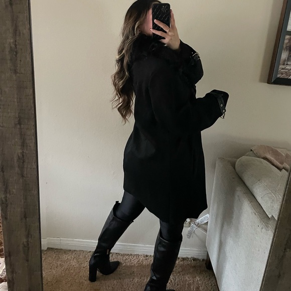 Simply Styled black suede faux fur coat - Picture 7 of 8